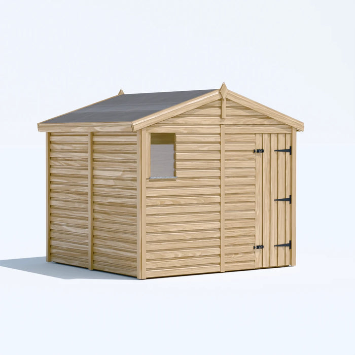 8x8ft Wooden Garden Shed | Windowed | Apex Roof