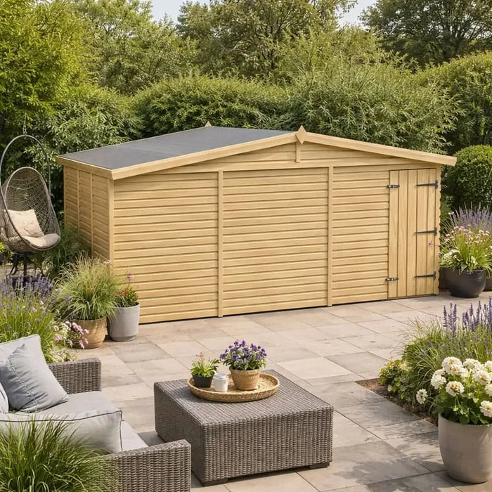 15x10ft Wooden Garden Shed | Windowless | Apex Roof