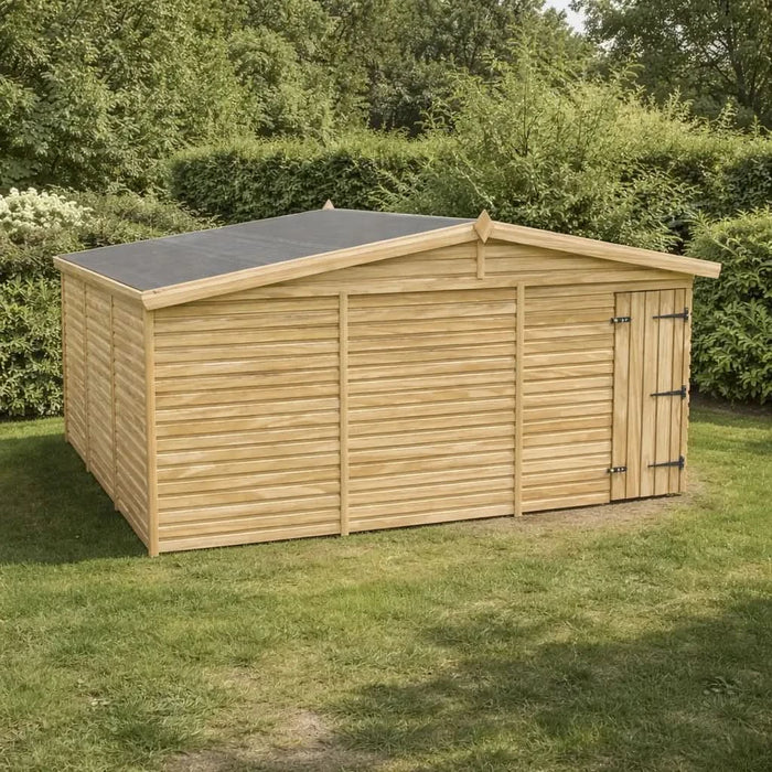 15x12ft Wooden Garden Shed | Windowless | Apex Roof