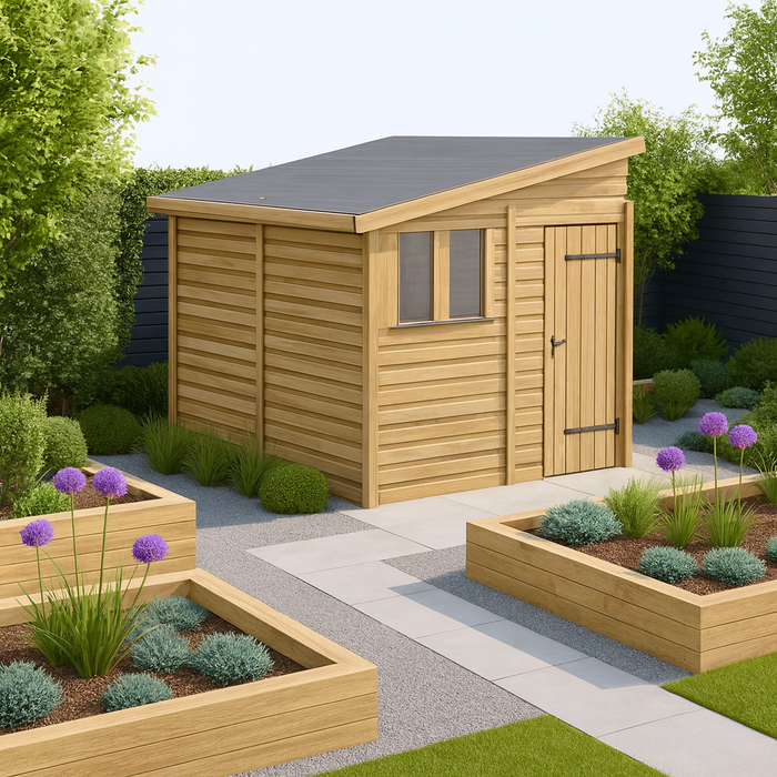 6x8ft Wooden Garden Shed | Windowed | Pent Roof