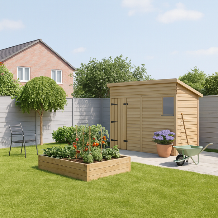 8x4ft Wooden Garden Shed | Windowed | Pent Roof