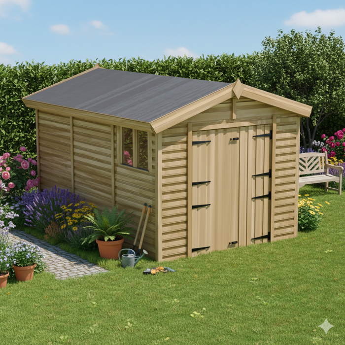 8x12ft Wooden Garden Shed | Windowed | Apex Roof