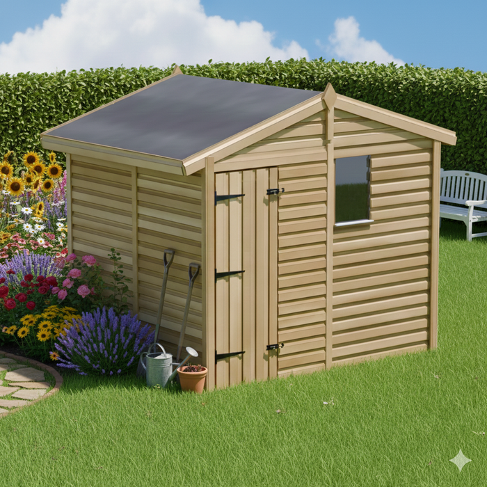 8x6.5ft Wooden Garden Shed | Windowed | Apex Roof