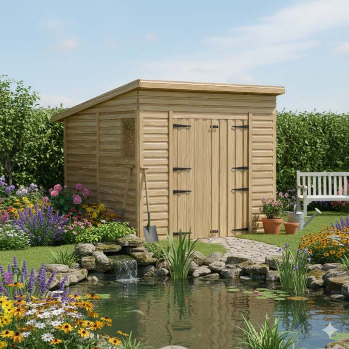 8x6.5ft Wooden Garden Shed | Windowed | Pent Roof