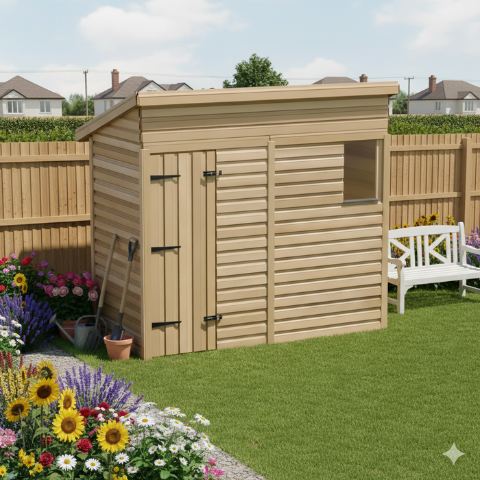 8x4ft Wooden Garden Shed | Windowed | Pent Roof